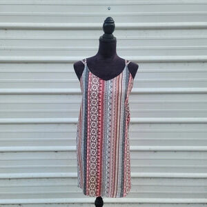 Pink Rose Tunic Mini Dress Milti Color Womans Halter Stappy Neck Sleeveless S